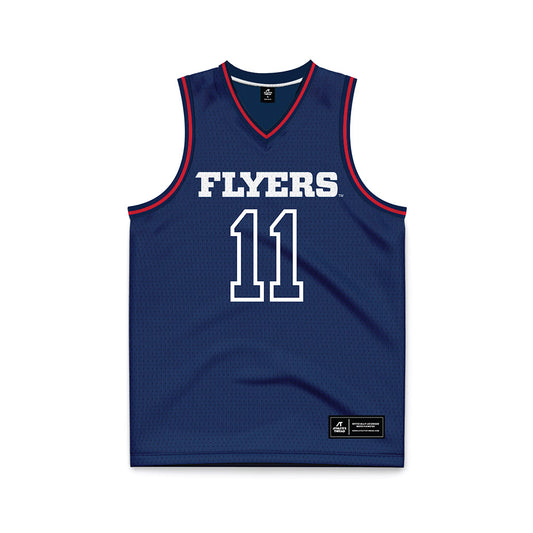 Dayton - NCAA Men's Basketball : Travis Perry - Navy Basketball Jersey-0