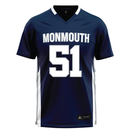 Monmouth - NCAA Men's Lacrosse : Tommy Manley - Blue Lacrosse Jersey-0