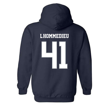 Monmouth - NCAA Men's Lacrosse : Benjamin L'Hommedieu - Blue Hooded Sweatshirt-1