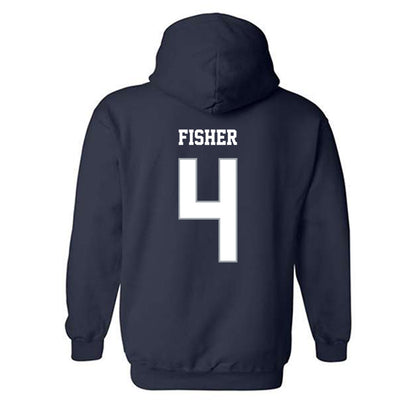 Monmouth - NCAA Men's Lacrosse : Ethan Fisher - Blue Hooded Sweatshirt-1
