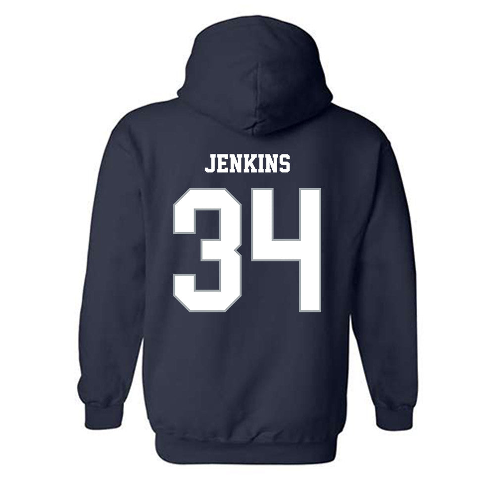 Monmouth - NCAA Men's Lacrosse : Jaeden Jenkins - Blue Hooded Sweatshirt-1