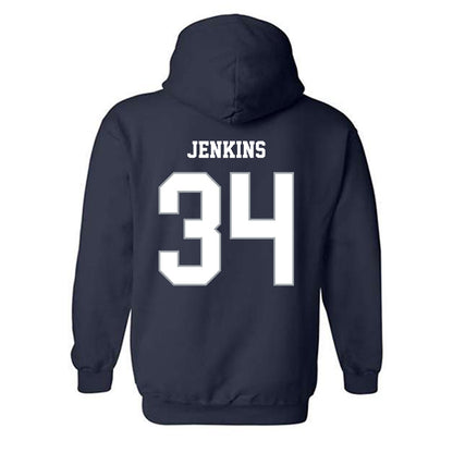 Monmouth - NCAA Men's Lacrosse : Jaeden Jenkins - Blue Hooded Sweatshirt-1