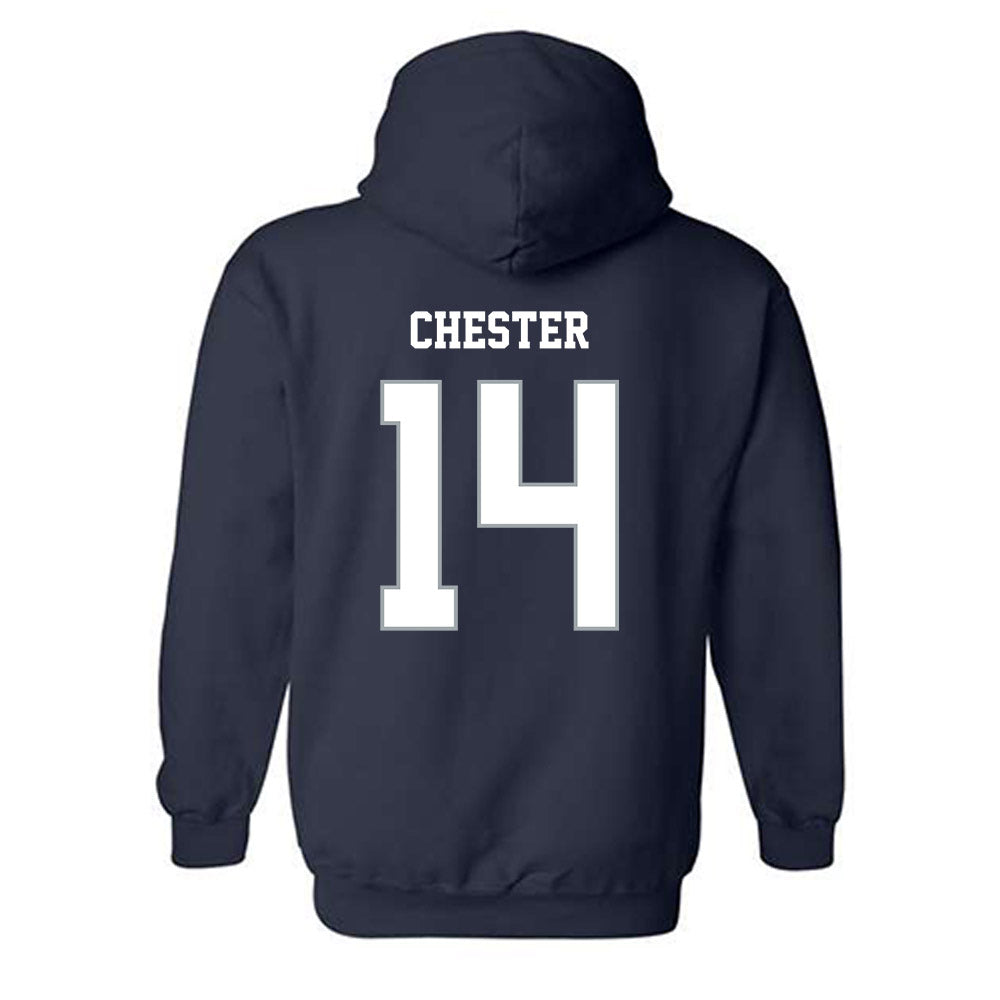 Monmouth - NCAA Men's Lacrosse : Riley Chester - Blue Hooded Sweatshirt-1