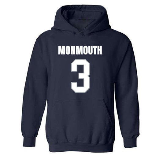 Monmouth - NCAA Men's Lacrosse : Hayden Chester - Blue Hooded Sweatshirt-0