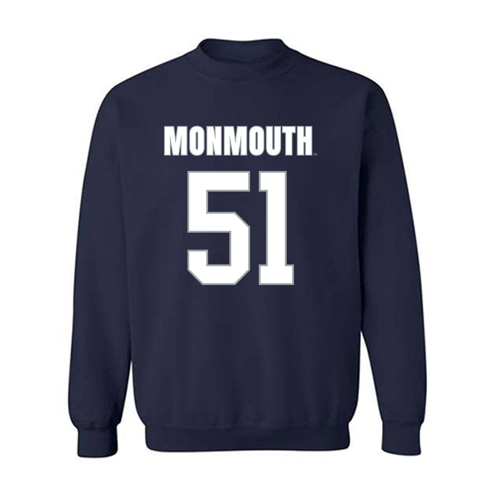Monmouth - NCAA Men's Lacrosse : Tommy Manley - Blue Crewneck Sweatshirt-0