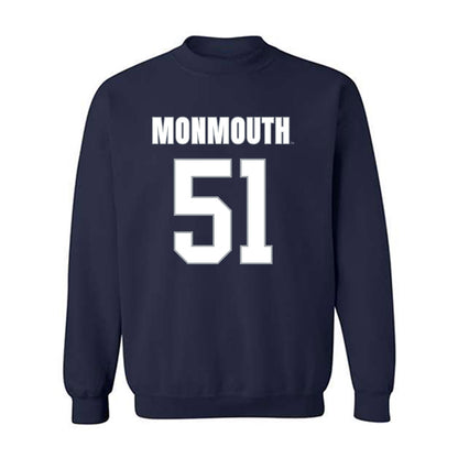 Monmouth - NCAA Men's Lacrosse : Tommy Manley - Blue Crewneck Sweatshirt-0