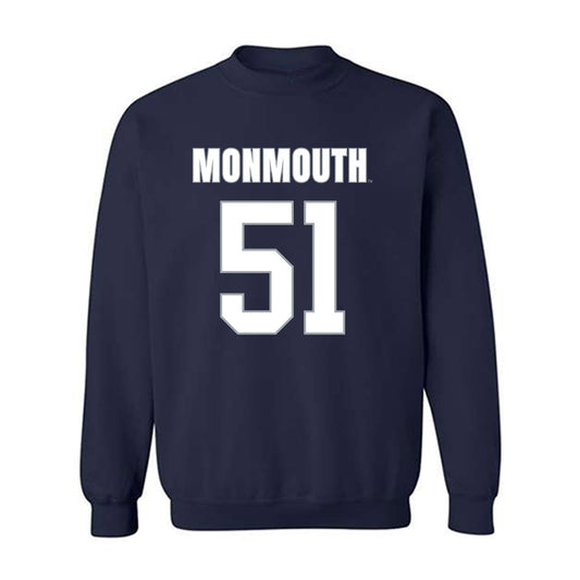 Monmouth - NCAA Men's Lacrosse : Tommy Manley - Blue Crewneck Sweatshirt-0
