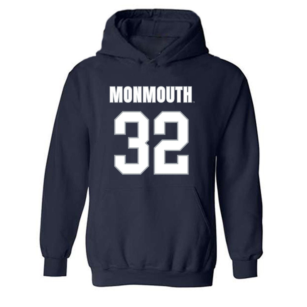 Monmouth - NCAA Men's Lacrosse : William Hohn - Blue Hooded Sweatshirt-0