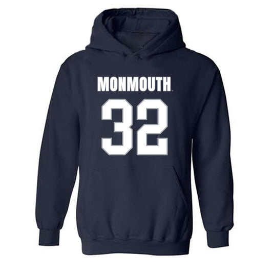 Monmouth - NCAA Men's Lacrosse : William Hohn - Blue Hooded Sweatshirt-0