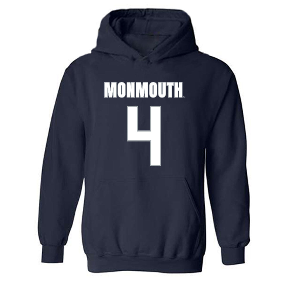 Monmouth - NCAA Men's Lacrosse : Ethan Fisher - Blue Hooded Sweatshirt-0
