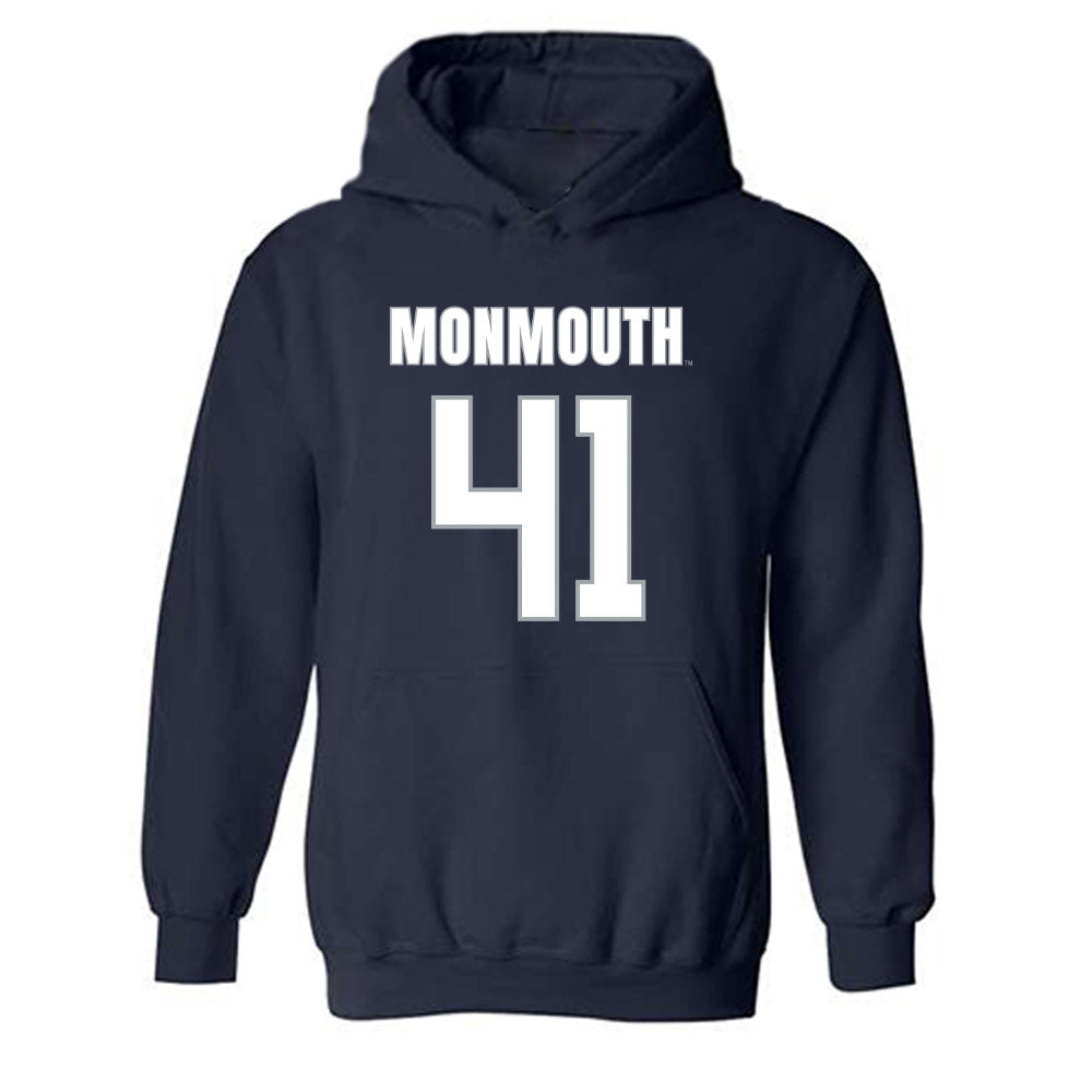 Monmouth - NCAA Men's Lacrosse : Benjamin L'Hommedieu - Blue Hooded Sweatshirt-0