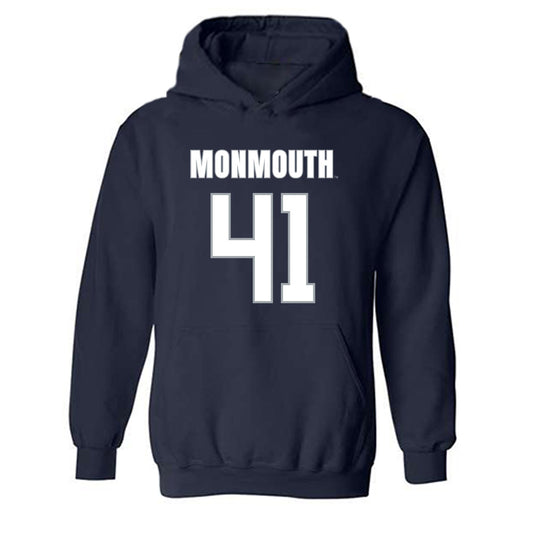 Monmouth - NCAA Men's Lacrosse : Benjamin L'Hommedieu - Blue Hooded Sweatshirt-0