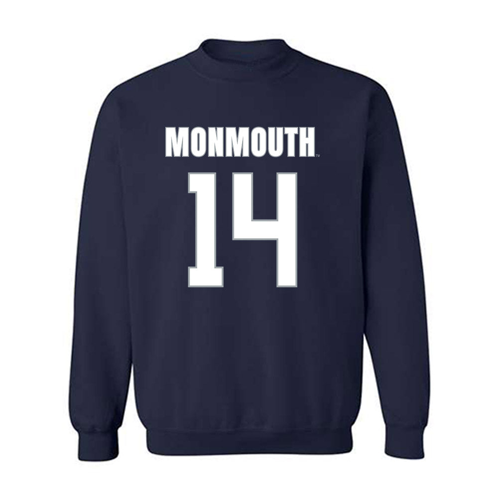 Monmouth - NCAA Men's Lacrosse : Riley Chester - Blue Crewneck Sweatshirt-0
