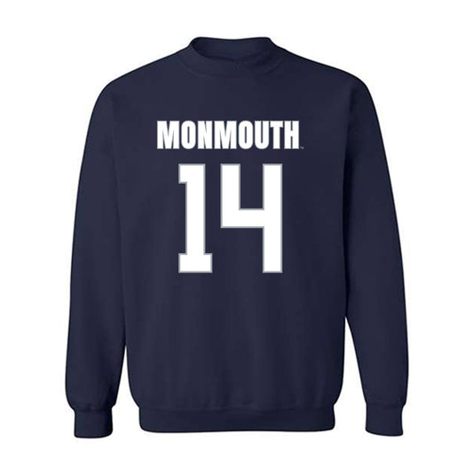 Monmouth - NCAA Men's Lacrosse : Riley Chester - Blue Crewneck Sweatshirt-0