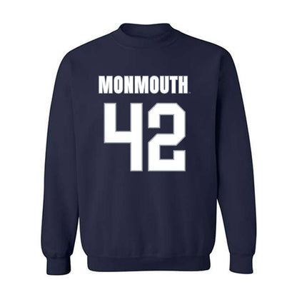 Monmouth - NCAA Men's Lacrosse : James Csorba - Blue Crewneck Sweatshirt-0