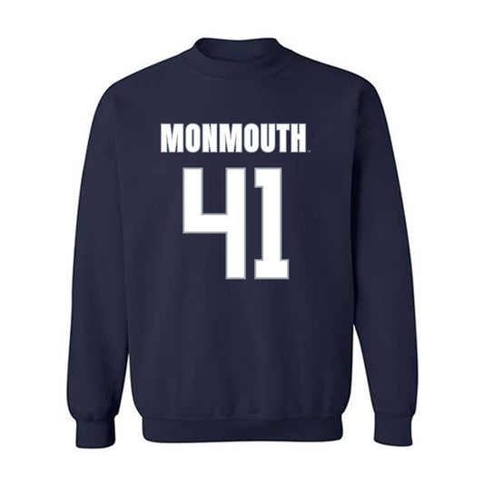 Monmouth - NCAA Men's Lacrosse : Benjamin L'Hommedieu - Blue Crewneck Sweatshirt-0