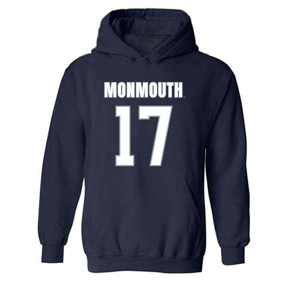 Monmouth - NCAA Men's Lacrosse : Ryan Wallace - Blue Hooded Sweatshirt-0