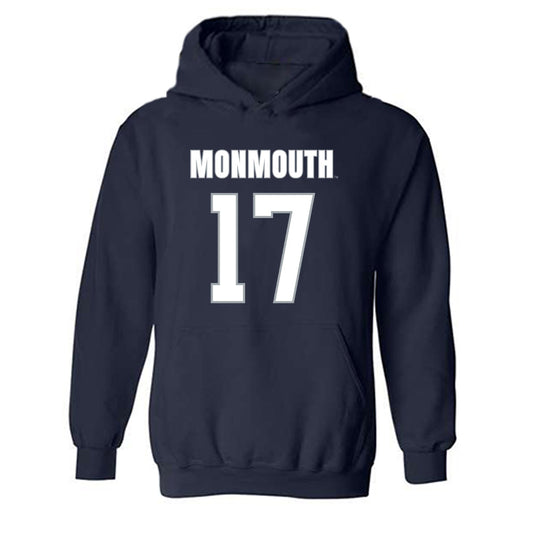 Monmouth - NCAA Men's Lacrosse : Ryan Wallace - Blue Hooded Sweatshirt-0