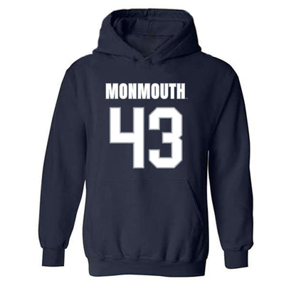 Monmouth - NCAA Men's Lacrosse : Arjun Gill - Blue Hooded Sweatshirt-0