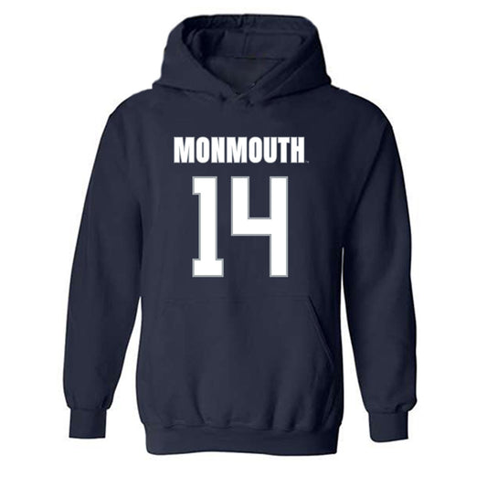 Monmouth - NCAA Men's Lacrosse : Riley Chester - Blue Hooded Sweatshirt-0