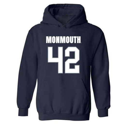 Monmouth - NCAA Men's Lacrosse : James Csorba - Blue Hooded Sweatshirt-0