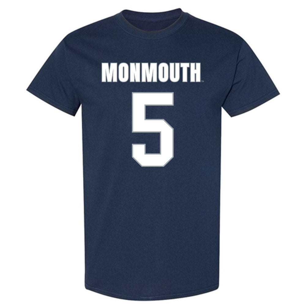 Monmouth - NCAA Men's Lacrosse : Landon Parker - Blue T-Shirt-0