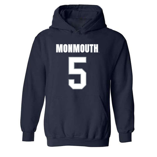 Monmouth - NCAA Men's Lacrosse : Landon Parker - Blue Hooded Sweatshirt-0
