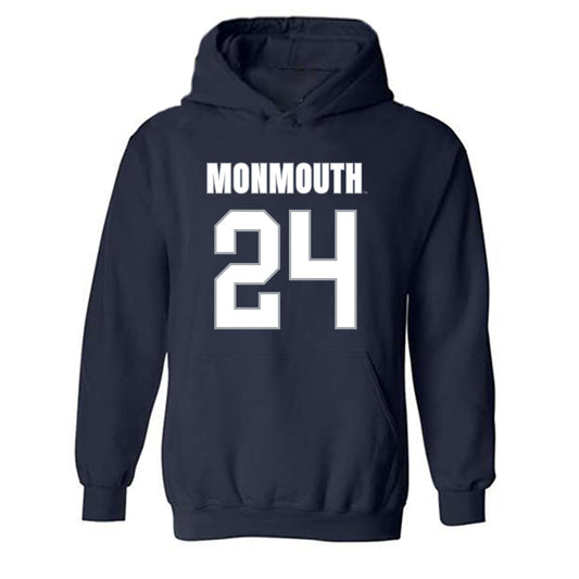 Monmouth - NCAA Men's Lacrosse : Connor Gorman - Blue Hooded Sweatshirt-0