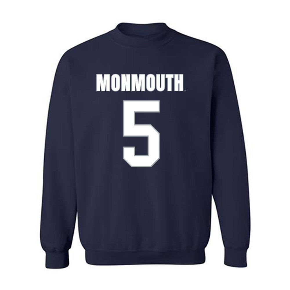 Monmouth - NCAA Men's Lacrosse : Landon Parker - Blue Crewneck Sweatshirt-0