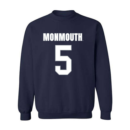 Monmouth - NCAA Men's Lacrosse : Landon Parker - Blue Crewneck Sweatshirt-0