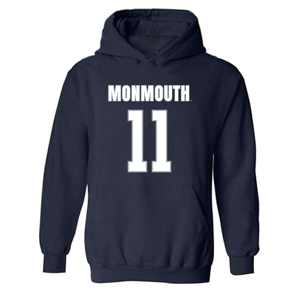 Monmouth - NCAA Men's Lacrosse : Matt Schneider - Blue Hooded Sweatshirt-0