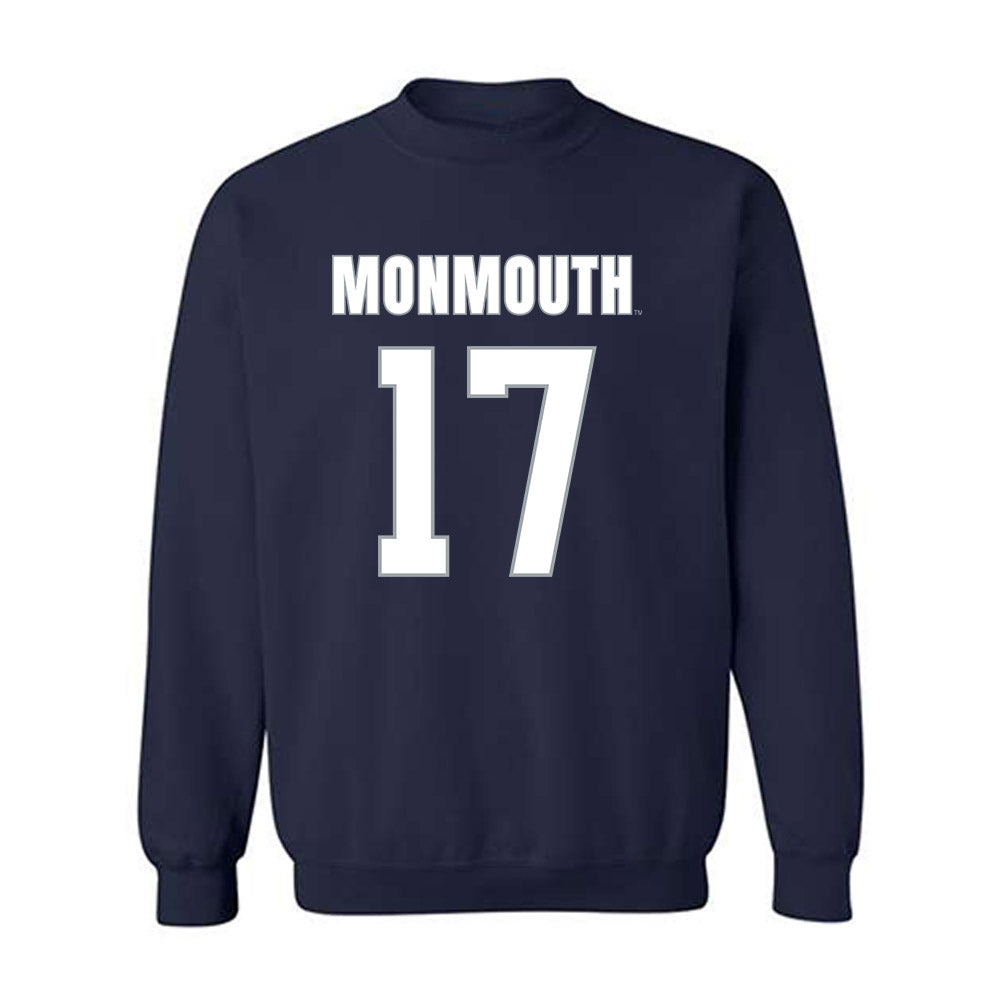 Monmouth - NCAA Men's Lacrosse : Ryan Wallace - Blue Crewneck Sweatshirt-0