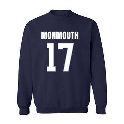 Monmouth - NCAA Men's Lacrosse : Ryan Wallace - Blue Crewneck Sweatshirt-0