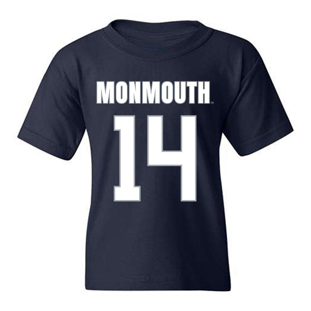 Monmouth - NCAA Men's Lacrosse : Riley Chester - Blue Youth T-Shirt-0