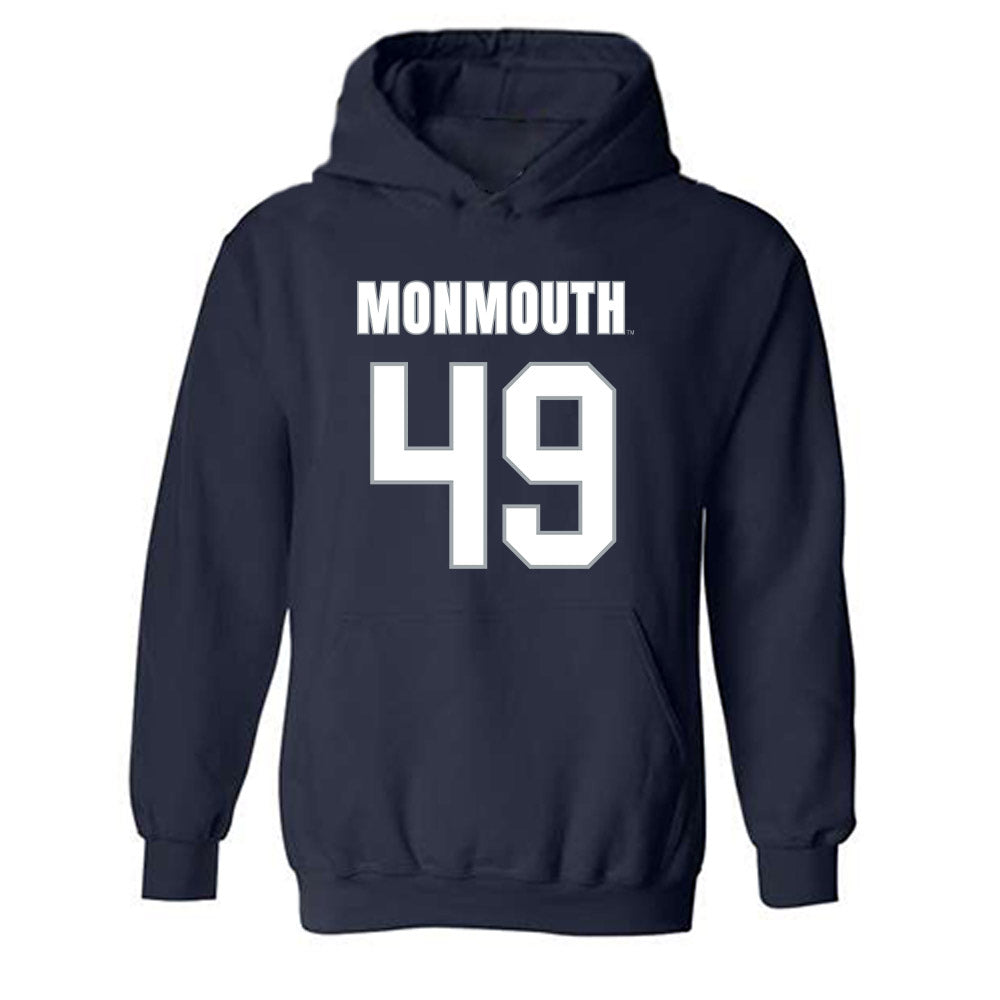 Monmouth - NCAA Men's Lacrosse : Kade Hoogstraten - Blue Hooded Sweatshirt-0