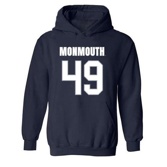 Monmouth - NCAA Men's Lacrosse : Kade Hoogstraten - Blue Hooded Sweatshirt-0
