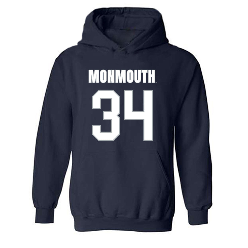 Monmouth - NCAA Men's Lacrosse : Jaeden Jenkins - Blue Hooded Sweatshirt-0