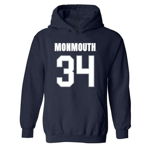 Monmouth - NCAA Men's Lacrosse : Jaeden Jenkins - Blue Hooded Sweatshirt-0