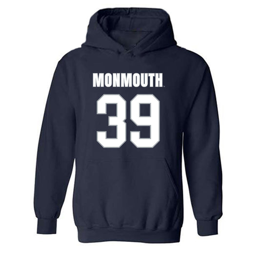 Monmouth - NCAA Men's Lacrosse : William Madden - Blue Hooded Sweatshirt-0