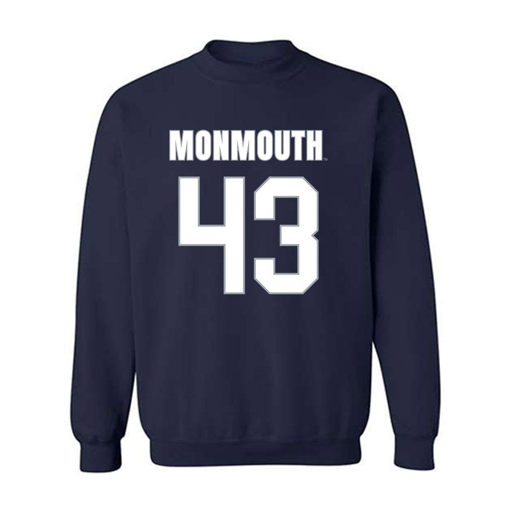 Monmouth - NCAA Men's Lacrosse : Arjun Gill - Blue Crewneck Sweatshirt-0