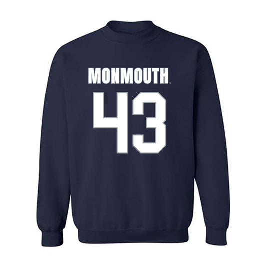 Monmouth - NCAA Men's Lacrosse : Arjun Gill - Blue Crewneck Sweatshirt-0