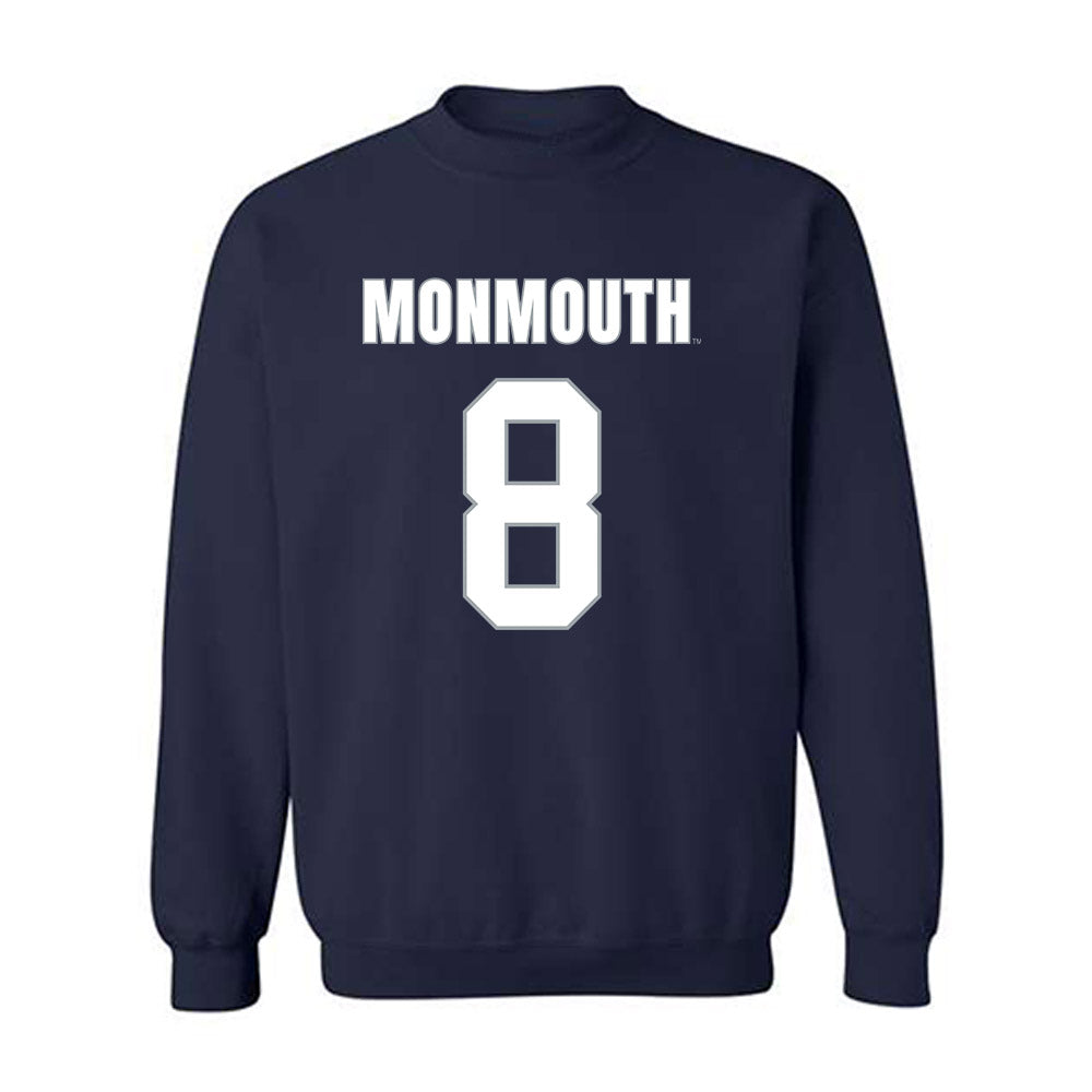 Monmouth - NCAA Men's Lacrosse : Cole Dawkins - Blue Crewneck Sweatshirt-0