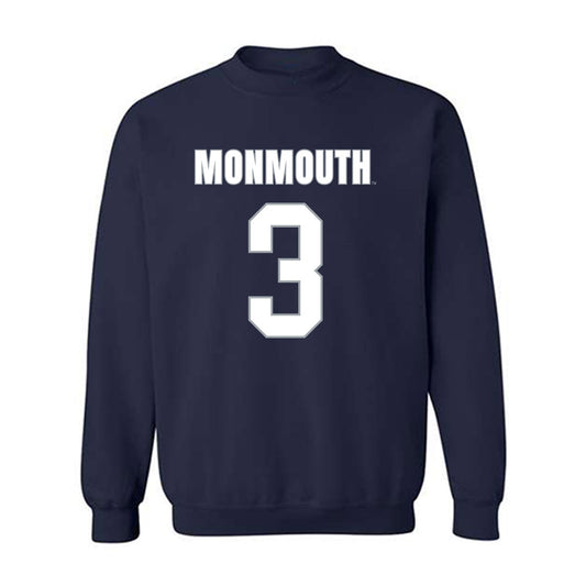 Monmouth - NCAA Men's Lacrosse : Hayden Chester - Blue Crewneck Sweatshirt-0