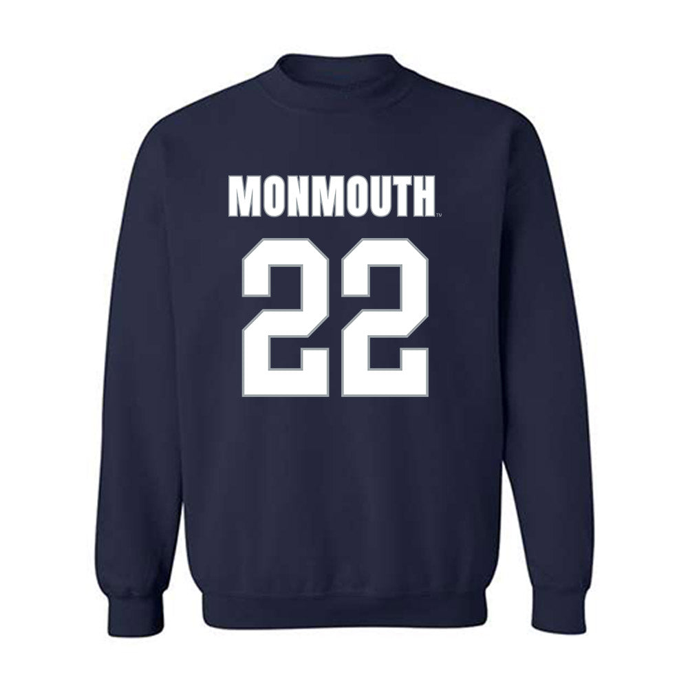 Monmouth - NCAA Men's Lacrosse : Miles Edmiston - Blue Crewneck Sweatshirt-0