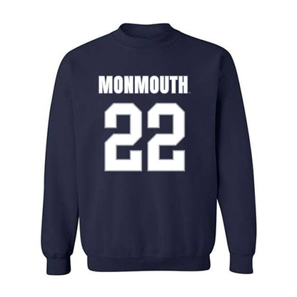 Monmouth - NCAA Men's Lacrosse : Miles Edmiston - Blue Crewneck Sweatshirt-0
