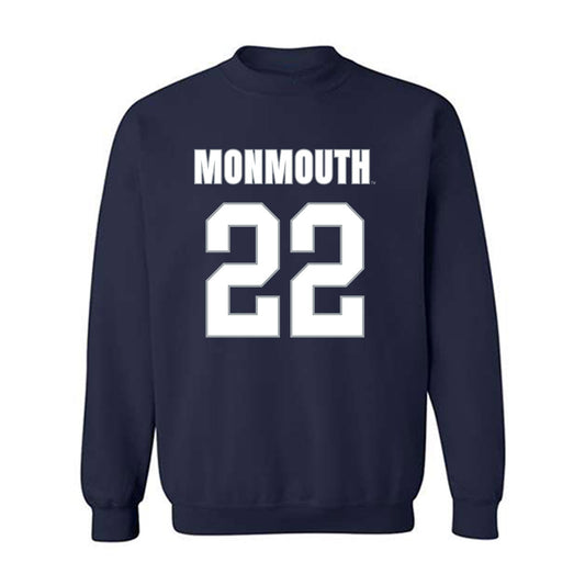 Monmouth - NCAA Men's Lacrosse : Miles Edmiston - Blue Crewneck Sweatshirt-0