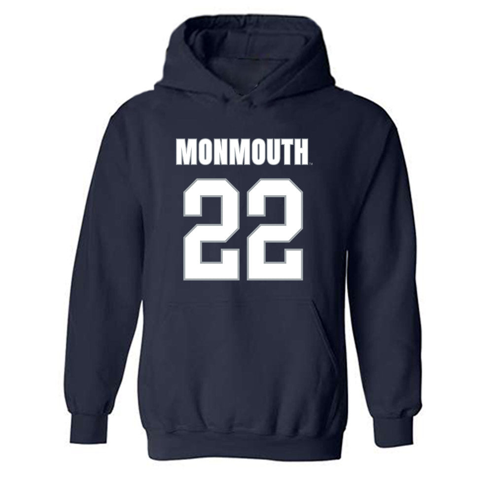 Monmouth - NCAA Men's Lacrosse : Miles Edmiston - Blue Hooded Sweatshirt-0