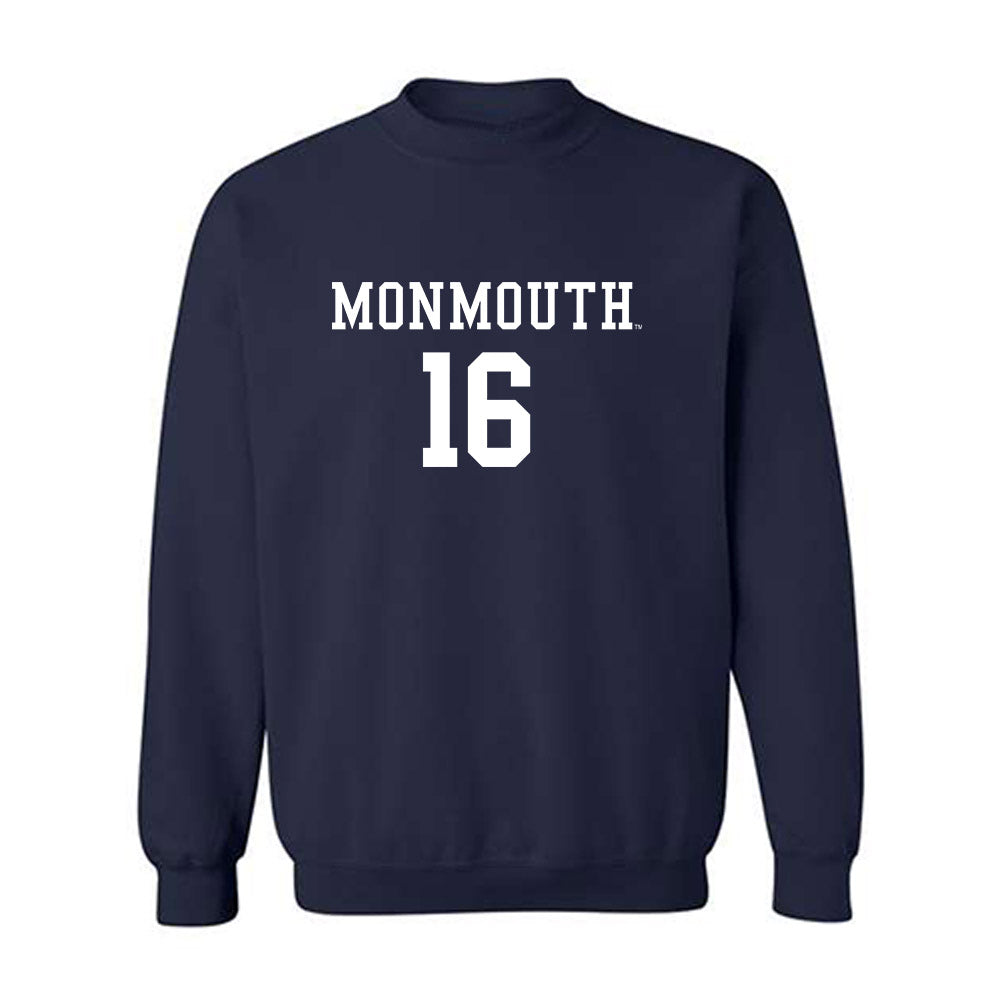 Monmouth - NCAA Men's Soccer : Colin Volpe - Blue Crewneck Sweatshirt-0