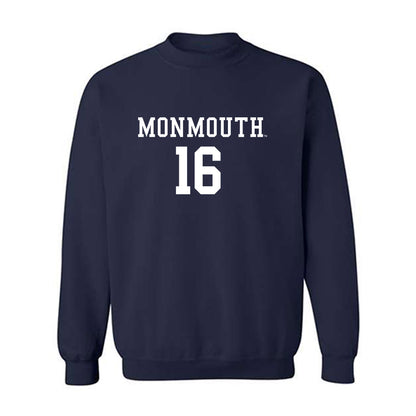 Monmouth - NCAA Men's Soccer : Colin Volpe - Blue Crewneck Sweatshirt-0
