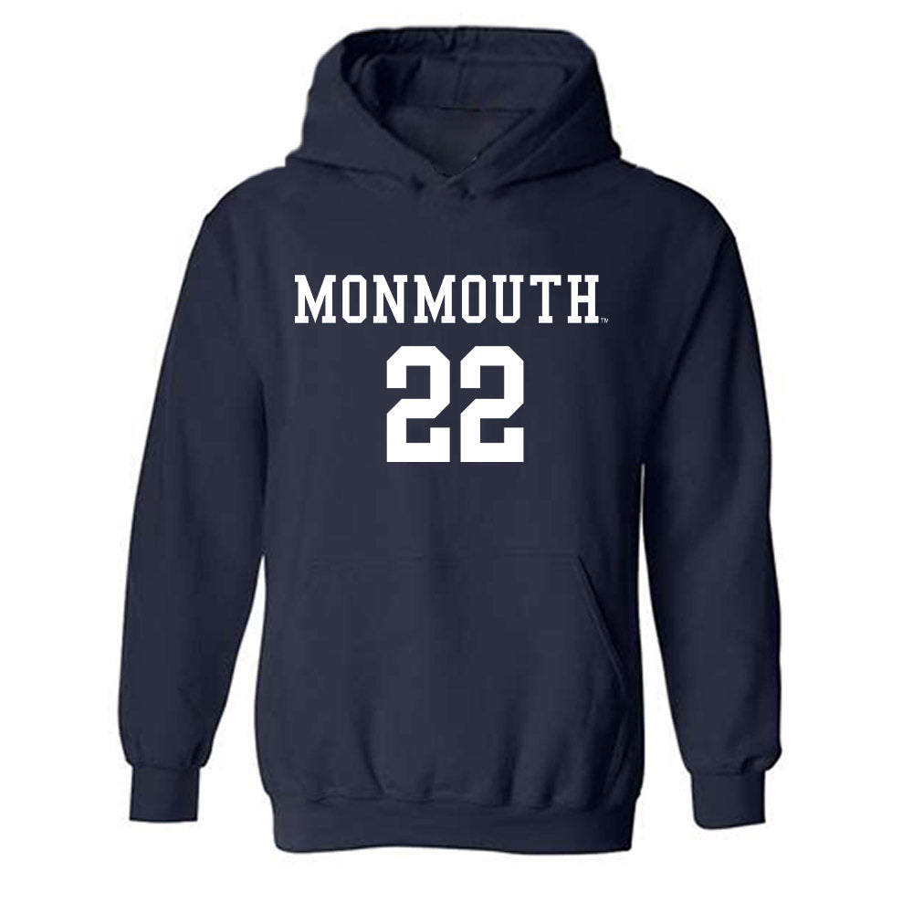 Monmouth - NCAA Men's Soccer : Tommy Damiano - Blue Hooded Sweatshirt-0
